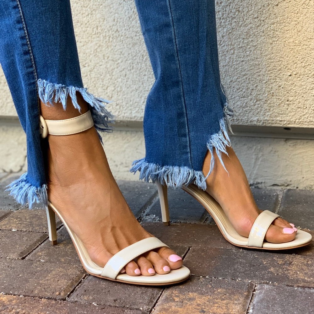 Perfect Nude Patent Barely There Strap High Heels - Picture 2 of 6